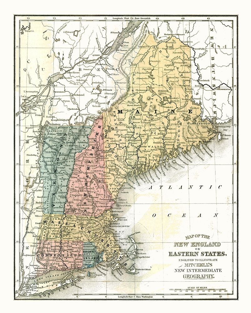 Eastern States - Mitchell 1869 art print by Mitchell for $57.95 CAD