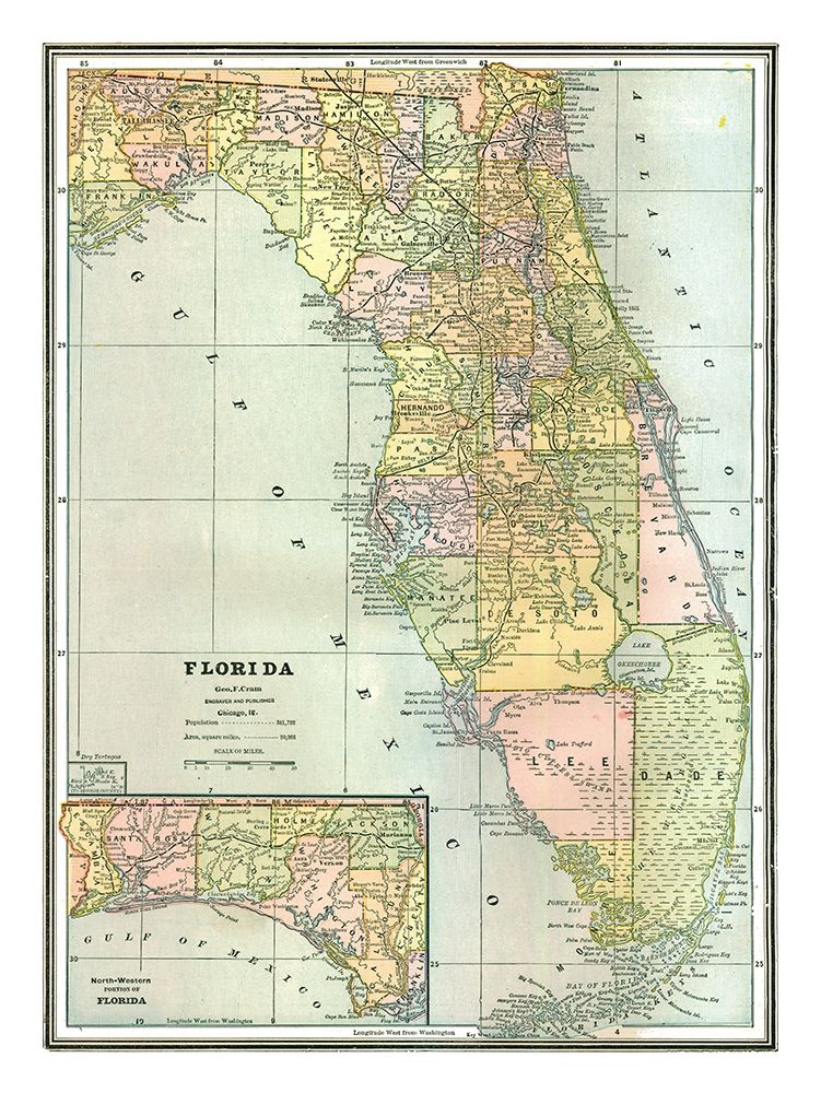 Florida - Johnson 1888 art print by Johnson for $57.95 CAD