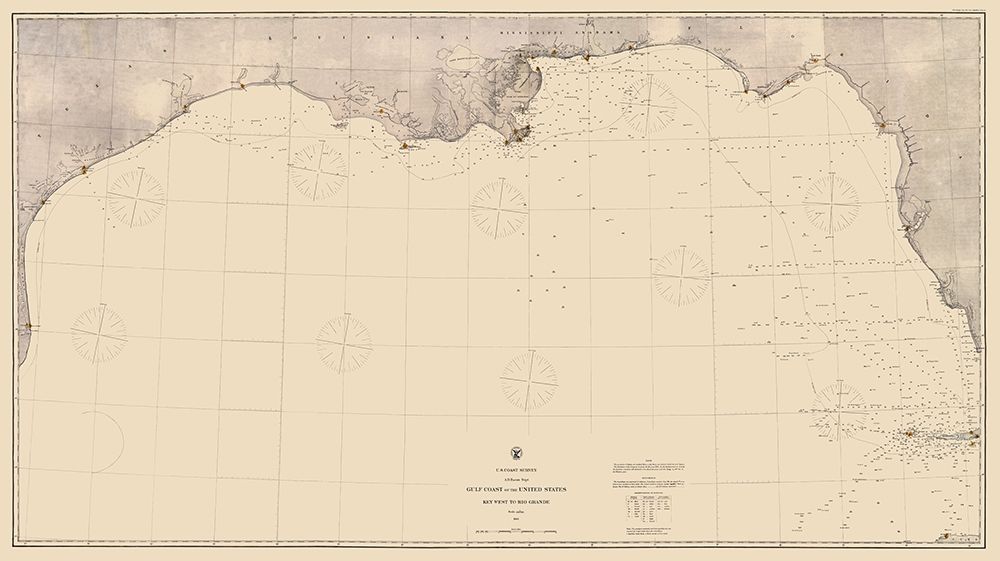 Gulf Of Mexico US Coast - USCS 1863 art print by USCS for $57.95 CAD