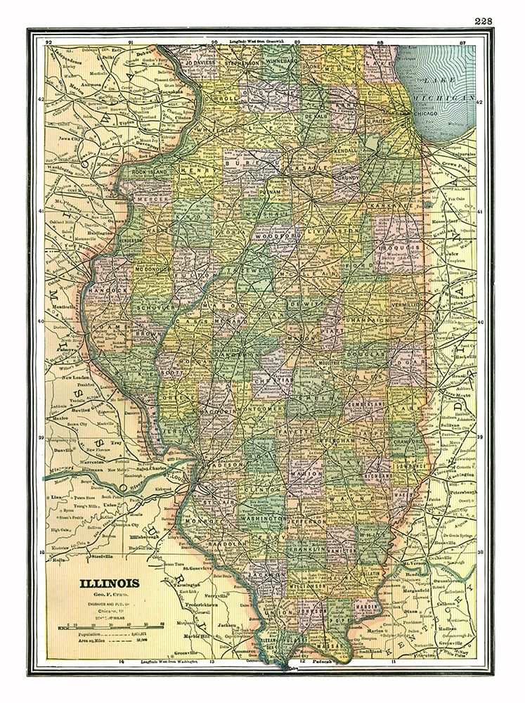 Illinois - Johnson 1888 art print by Johnson for $57.95 CAD
