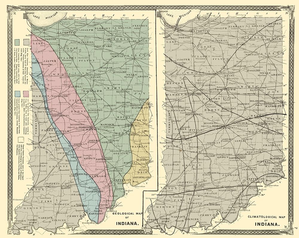 Indiana Geology and Climate - Baskin 1876 art print by Baskin for $57.95 CAD