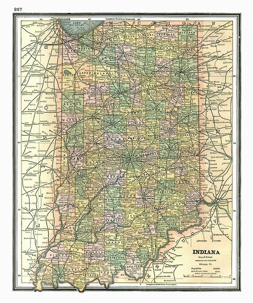 Indiana - Johnson 1888 art print by Johnson for $57.95 CAD