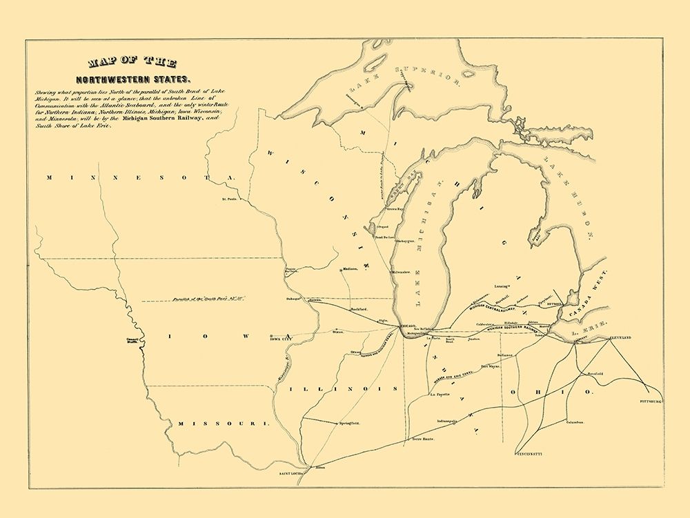 Michigan Southern Railroad Northwestern States art print by Jervis for $57.95 CAD