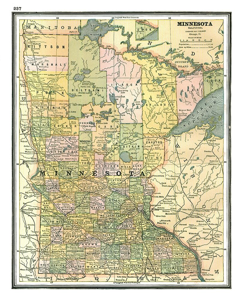 Minnesota - Johnson 1888 art print by Johnson for $57.95 CAD