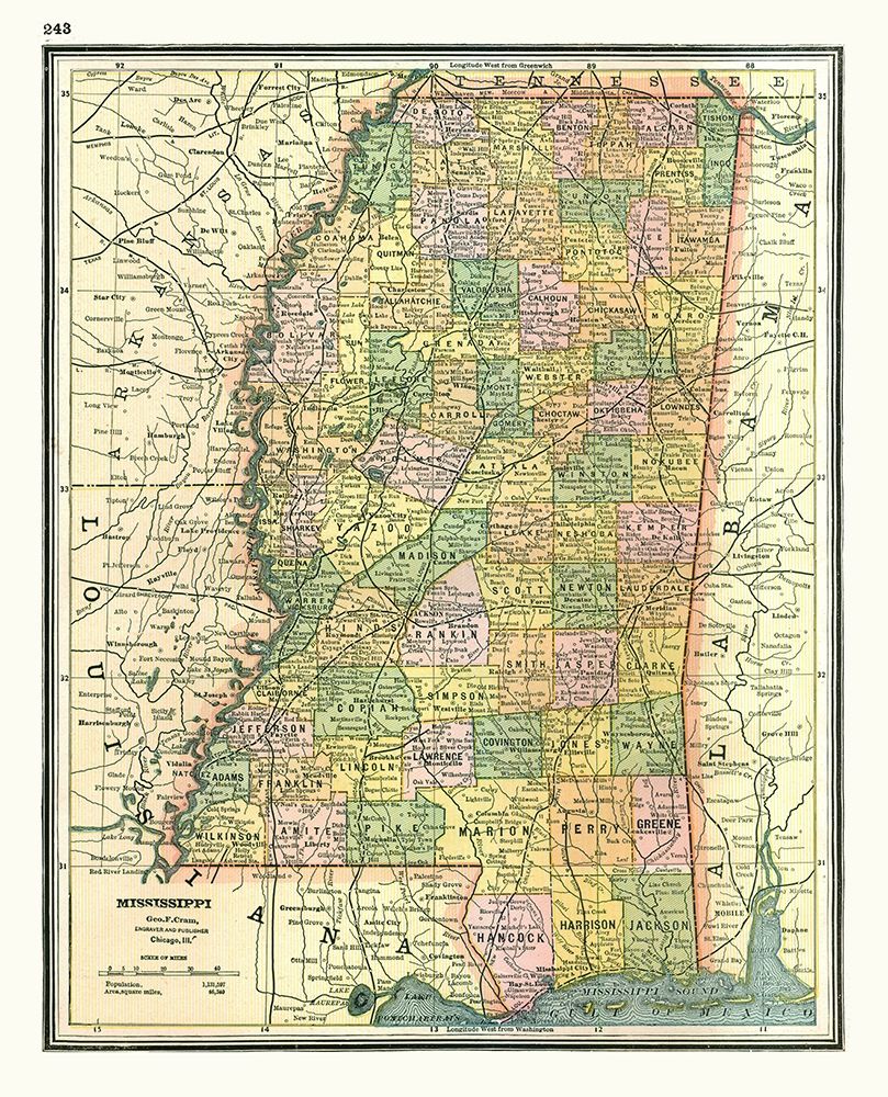 Mississippi - Johnson 1888 art print by Johnson for $57.95 CAD