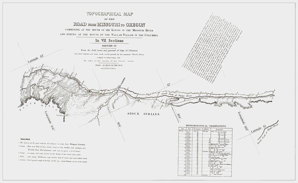Missouri to Oregon Trail - Preuss 1846 art print by Preuss for $57.95 CAD