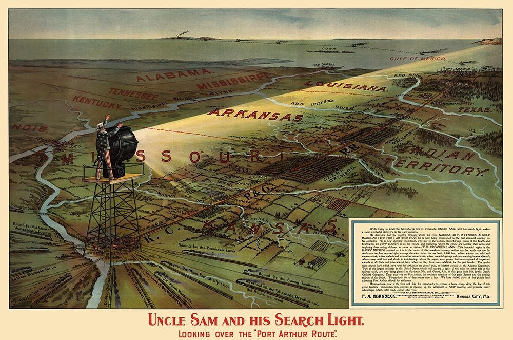 Port Arthur Route, Uncle Sam and Search Light 1896 art print by Hornbeck for $57.95 CAD