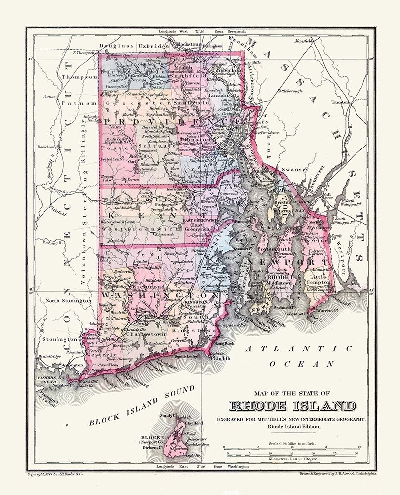 Rhode Island - Mitchell 1877 art print by Mitchell for $57.95 CAD