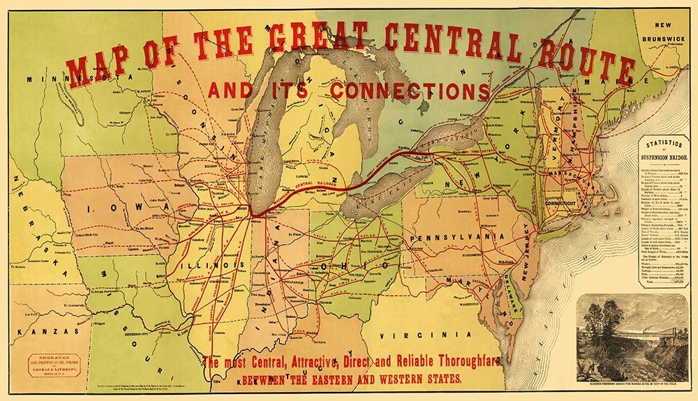 Great Central Railroad Route - Thomas 1856 art print by Thomas for $57.95 CAD