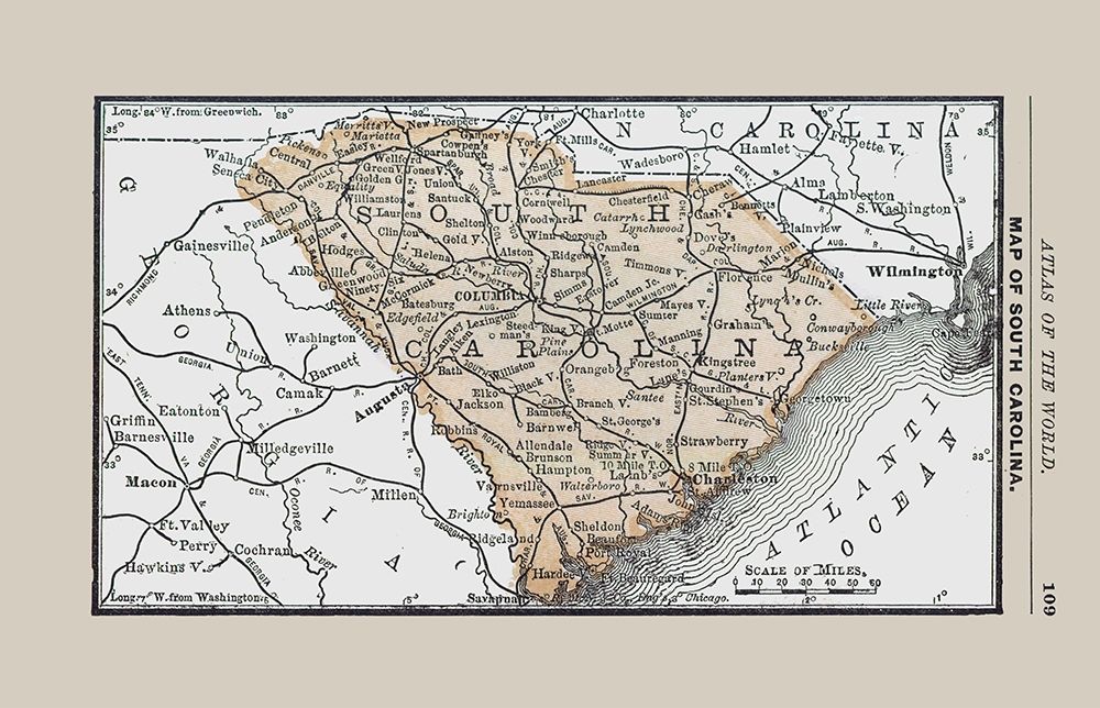 South Carolina - Alden 1886 art print by Alden for $57.95 CAD