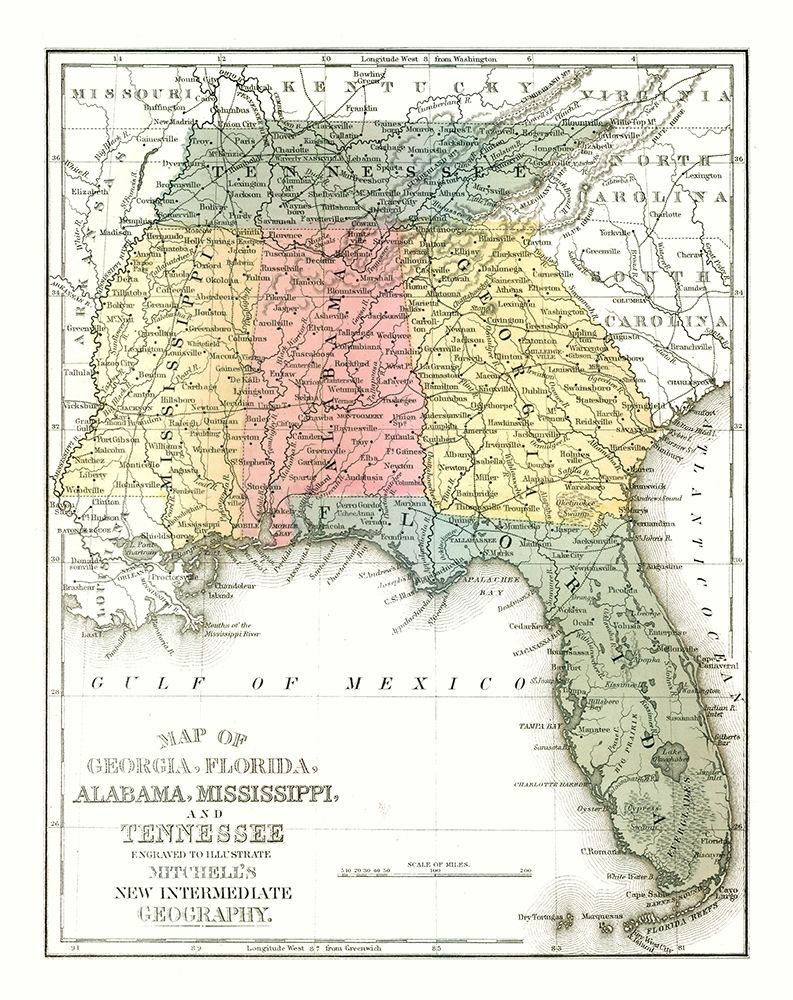 South East Coast - Mitchell 1869 art print by Mitchell for $57.95 CAD