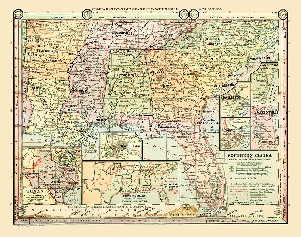 Southern States - Monteith 1882 art print by Monteith for $57.95 CAD