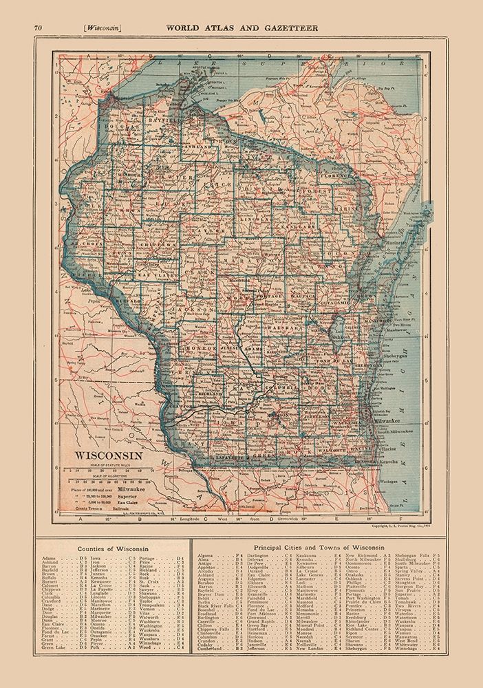 Wisconsin - Poates 1921 art print by Poates for $57.95 CAD