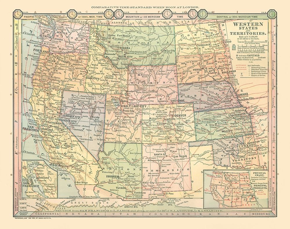 Western States - Monteith 1882 art print by Monteith for $57.95 CAD
