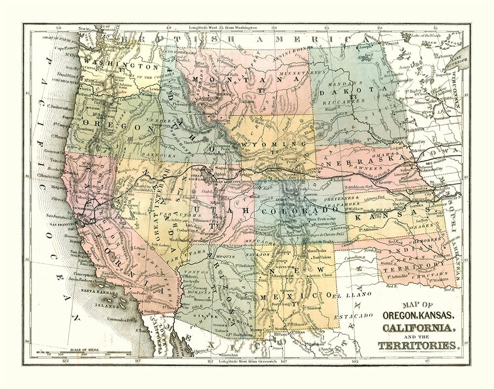 West United States - Mitchell 1869 art print by Mitchell for $57.95 CAD