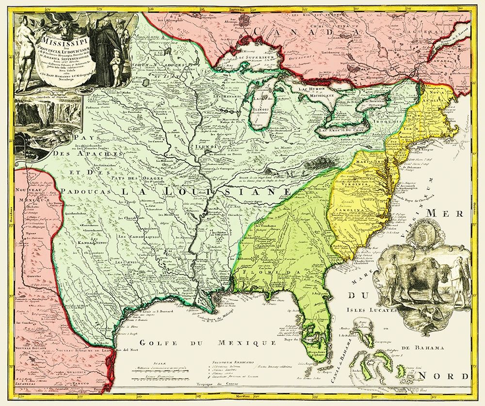 Mississippi, Louisiana - Hennepin 1687 art print by Hennepin for $57.95 CAD