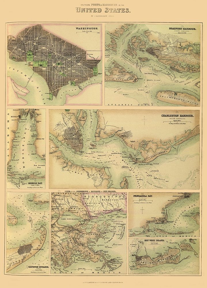 Southern Ports and Harbours In United States 1872 art print by Fullerton for $57.95 CAD