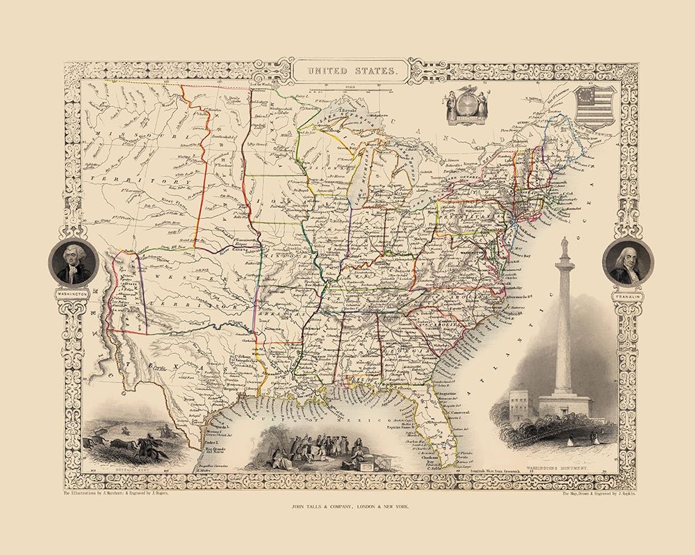 United States - Tallis 1851 art print by Tallis for $57.95 CAD