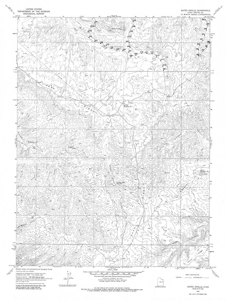 Bates Knolls Utah Quad - USGS 1966 art print by USGS for $57.95 CAD