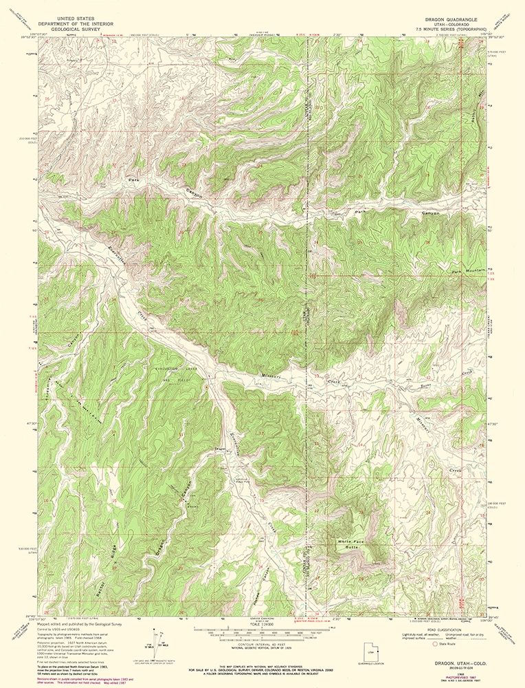 Dragon Utah Quad - USGS 1968 art print by USGS for $57.95 CAD