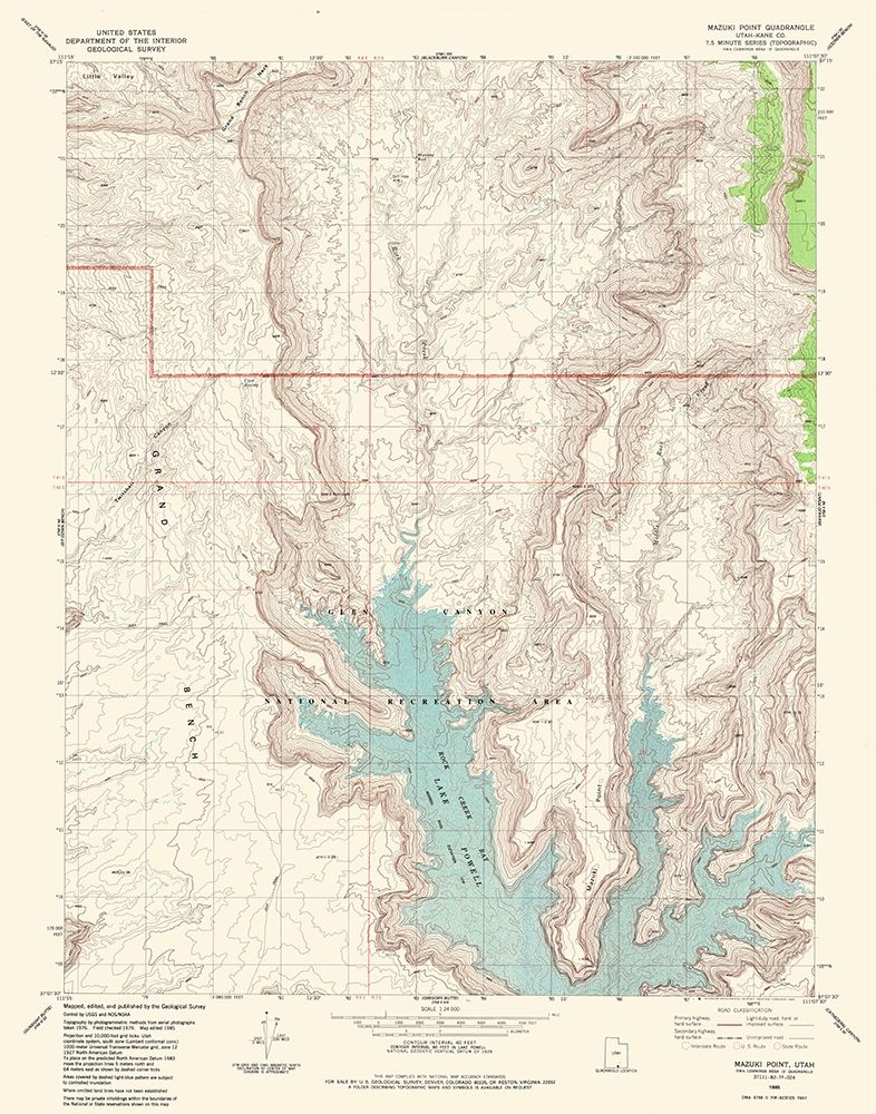 Mazuki Point Utah Quad - USGS 1985 art print by USGS for $57.95 CAD