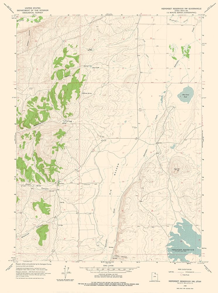 North West Neponset Reservoir Utah Quad - USGS art print by USGS for $57.95 CAD