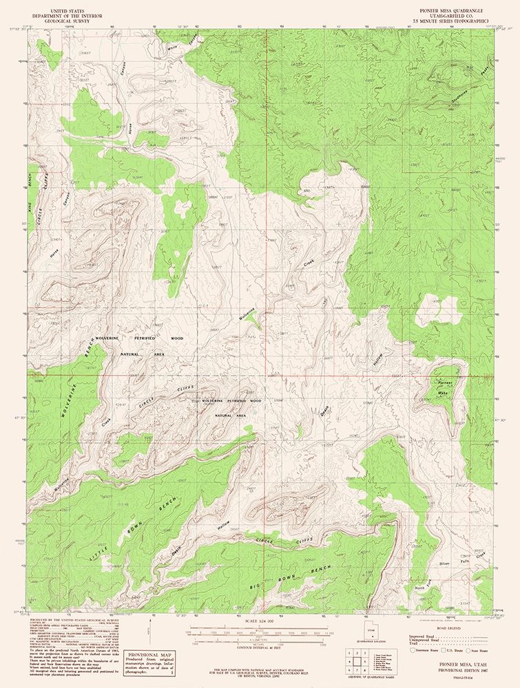Pioneer Mesa Utah Quad - USGS 1987 art print by USGS for $57.95 CAD