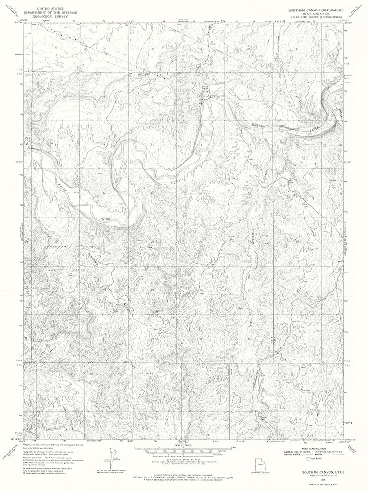 Southam Canyon Utah Quad - USGS 1968 art print by USGS for $57.95 CAD