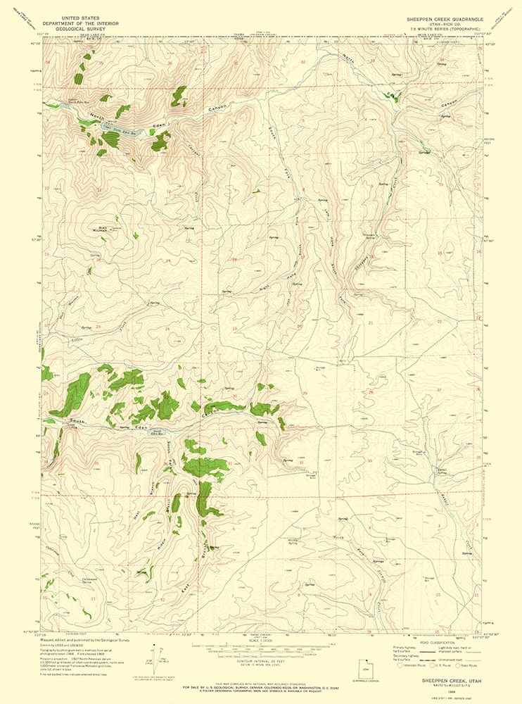 Sheeppen Creek Utah Quad - USGS 1969 art print by USGS for $57.95 CAD