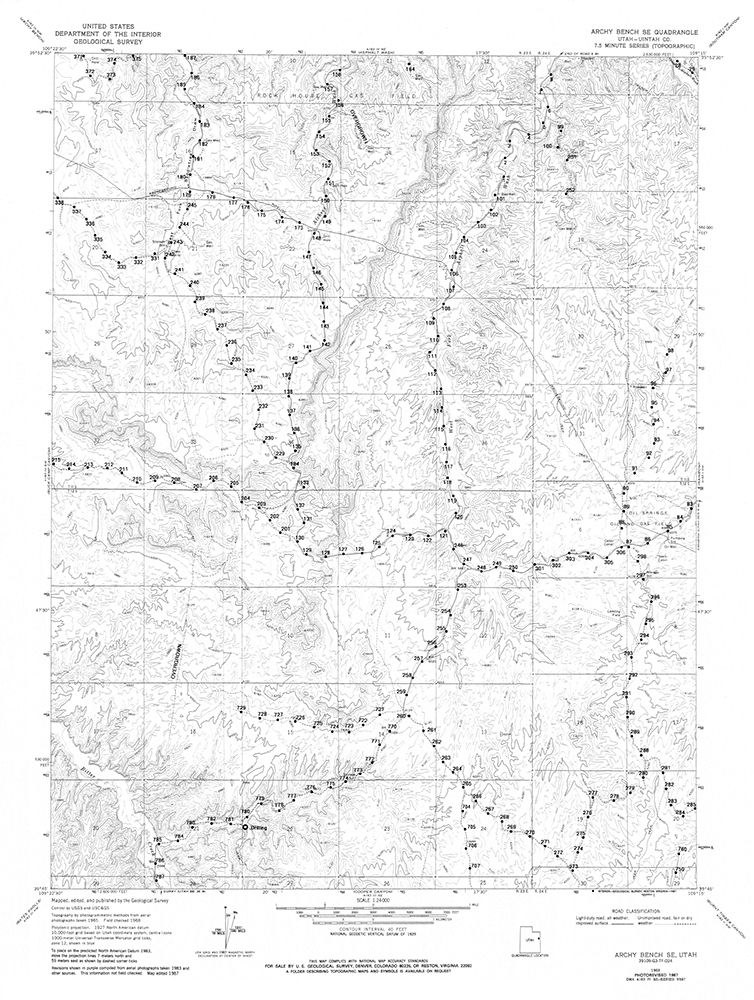 South East Archy Bench Utah Quad - USGS 1968 art print by USGS for $57.95 CAD