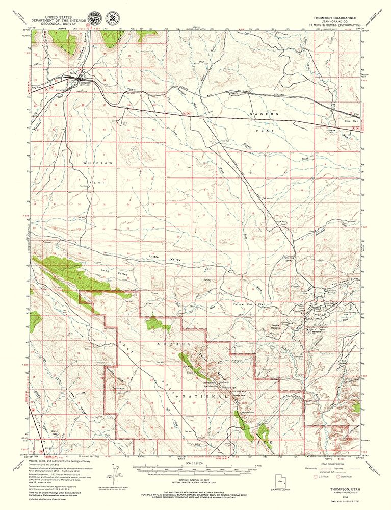 Thompson Utah Quad - USGS 1958 art print by USGS for $57.95 CAD