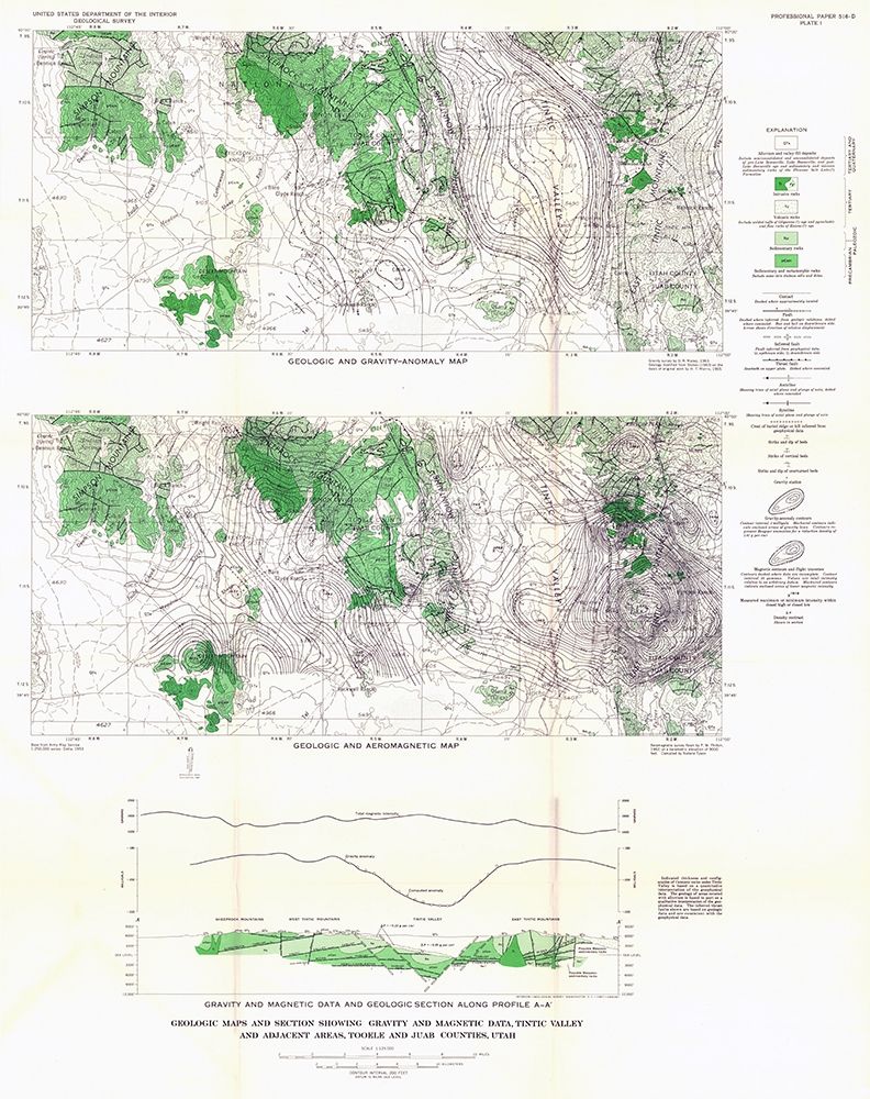 Tintic Valley Aeromagnetic Utah - USGS 1962 art print by USGS for $57.95 CAD