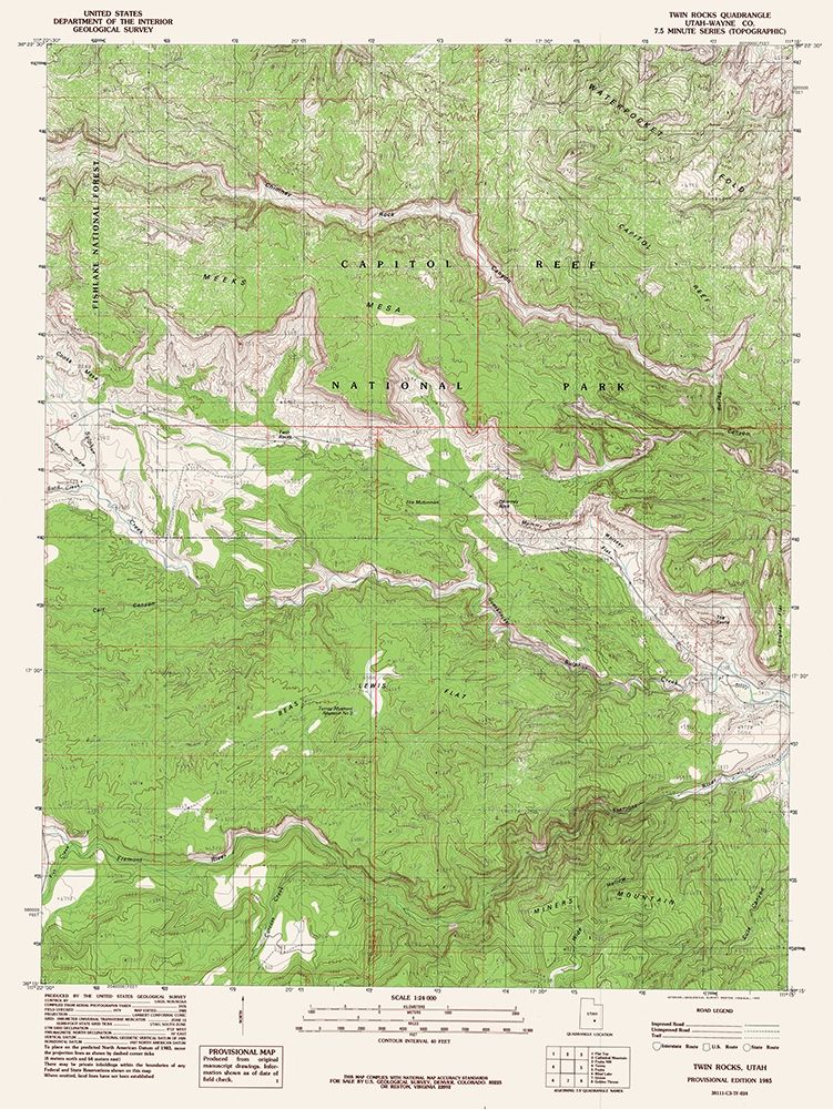 Twin Rocks Utah Quad - USGS 1985 art print by USGS for $57.95 CAD