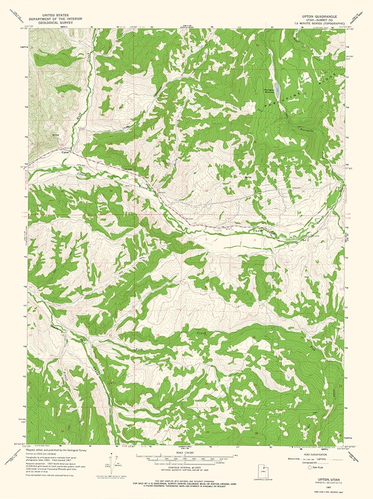 Upton Utah Quad - USGS 1967 art print by USGS for $57.95 CAD
