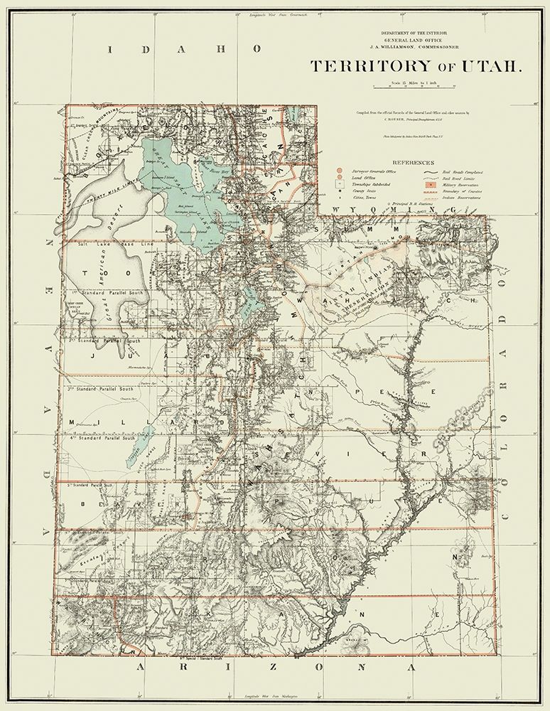Utah Territory - Dept of Interior 1879 art print by DOI for $57.95 CAD