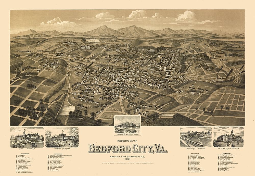 Bedford Virginia - Perry 1891 art print by Perry for $57.95 CAD