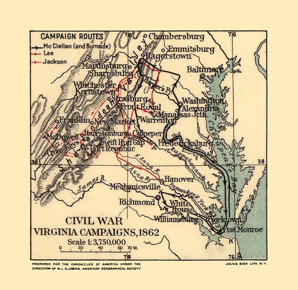 Civil War Campaign Virginia - Joerg 1862 art print by Joerg for $57.95 CAD
