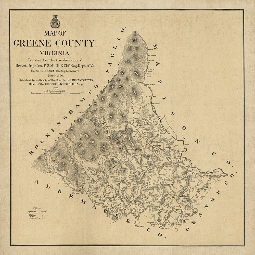 Greene County Virginia - Hotchkiss 1875 art print by Hotchkiss for $57.95 CAD