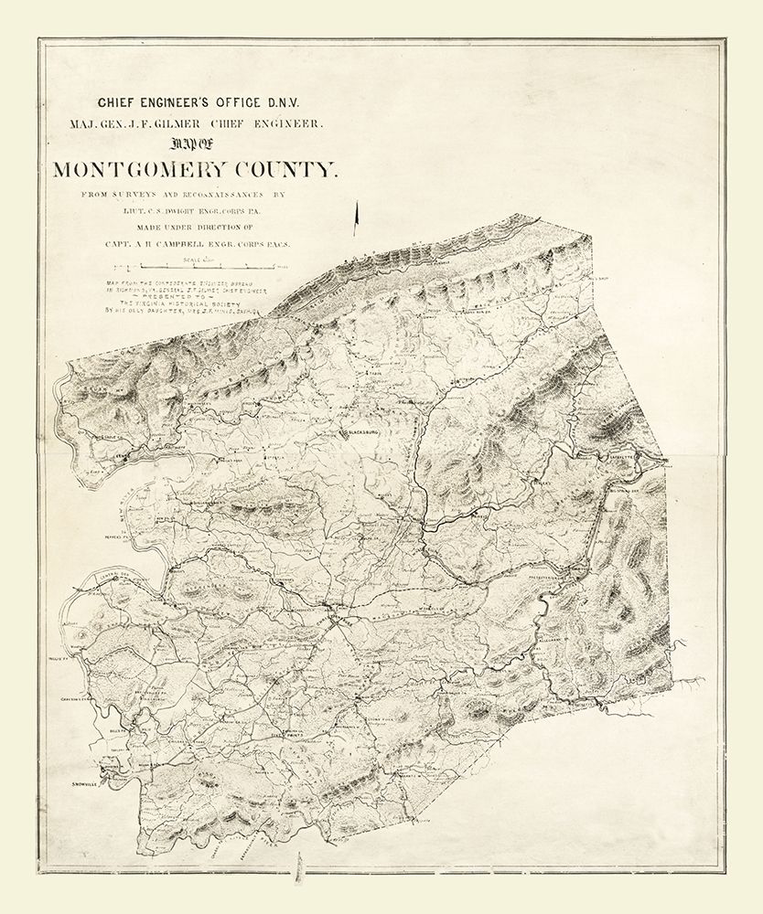 Montgomery County Virginia - Gilmer 1864 art print by Gilmer for $57.95 CAD