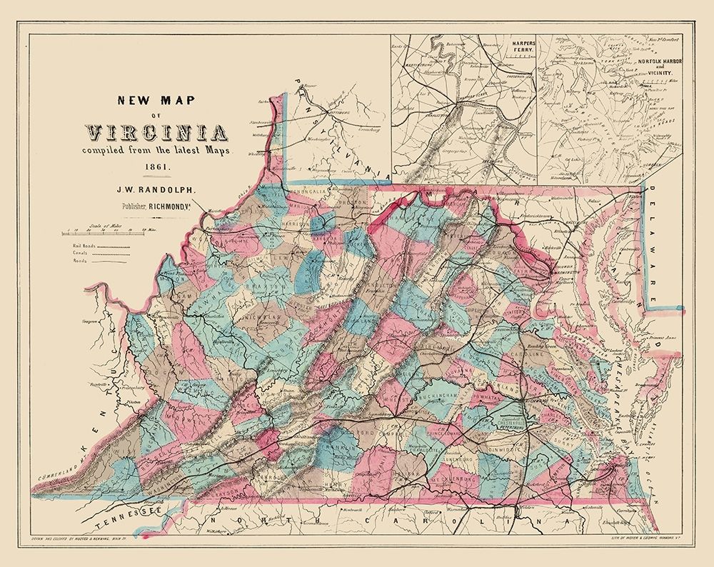 Virginia, West Virginia - Hoyer 1861 art print by Hoyer for $57.95 CAD