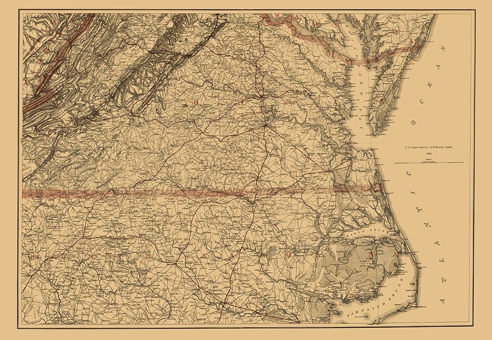 Virginia Southern and Northern North Carolina 1865 art print by USCS for $57.95 CAD