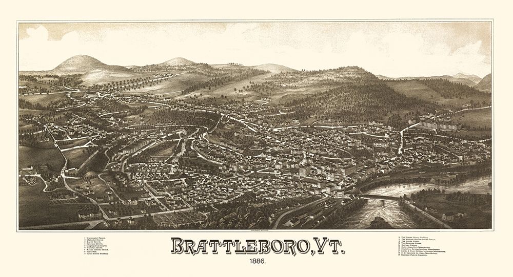 Brattleboro Vermont - Burleigh 1886 art print by Burleigh for $57.95 CAD