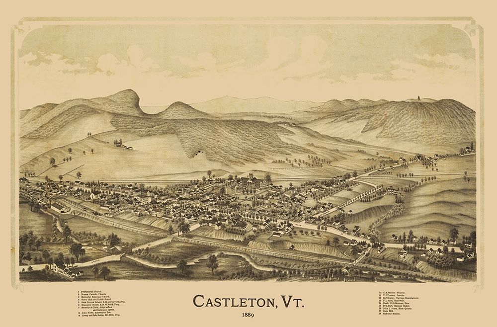 Castleton Vermont - Burleigh 1889 art print by Burleigh for $57.95 CAD