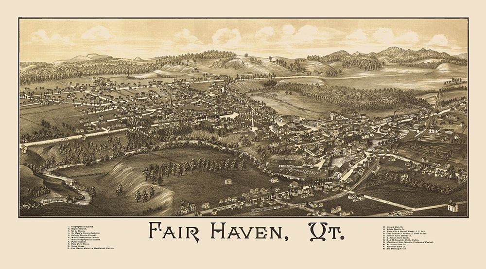 Fair Haven Vermont - Burleigh 1886 art print by Burleigh for $57.95 CAD