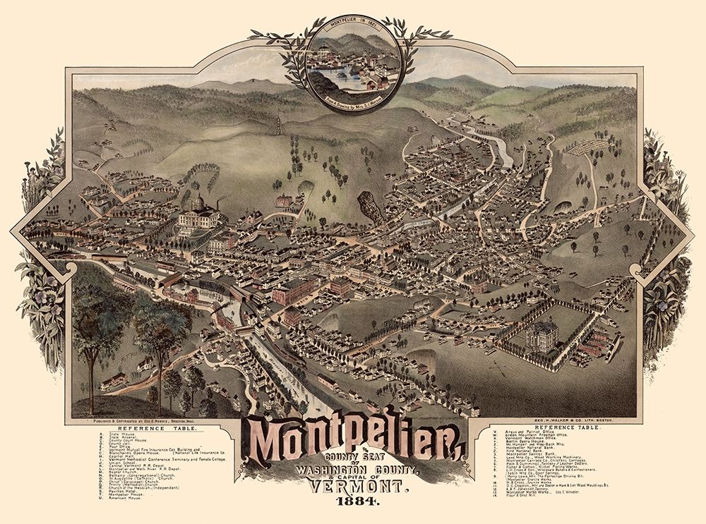 Montpelier Vermont - Norris 1884  art print by Norris for $57.95 CAD