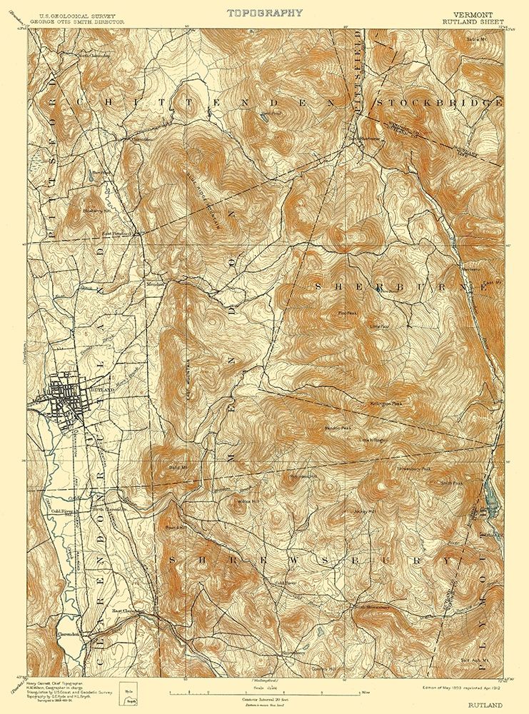 Rutland Vermont Quad - USGS 1893 art print by USGS for $57.95 CAD
