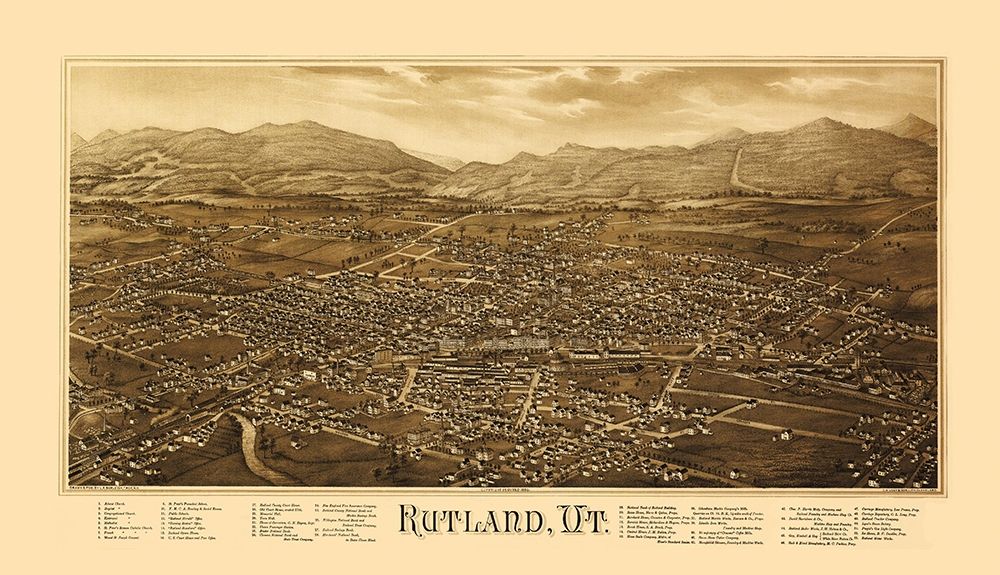 Rutland Vermont - Burleigh 1885 art print by Burleigh for $57.95 CAD