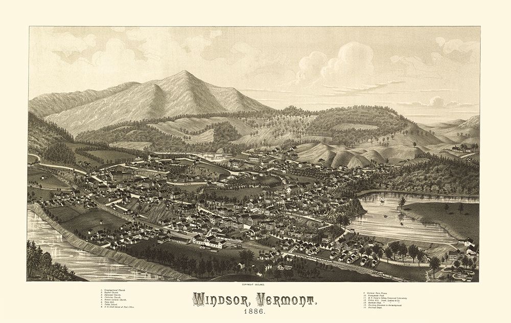 Windsor Vermont - Burleigh 1886 art print by Burleigh for $57.95 CAD