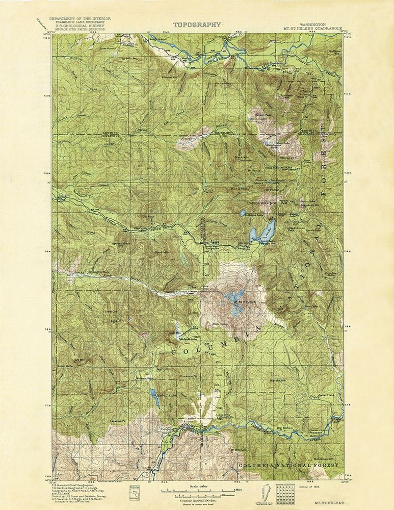 Mt St Helens Washington Quad - USGS 1919 art print by USGS for $57.95 CAD