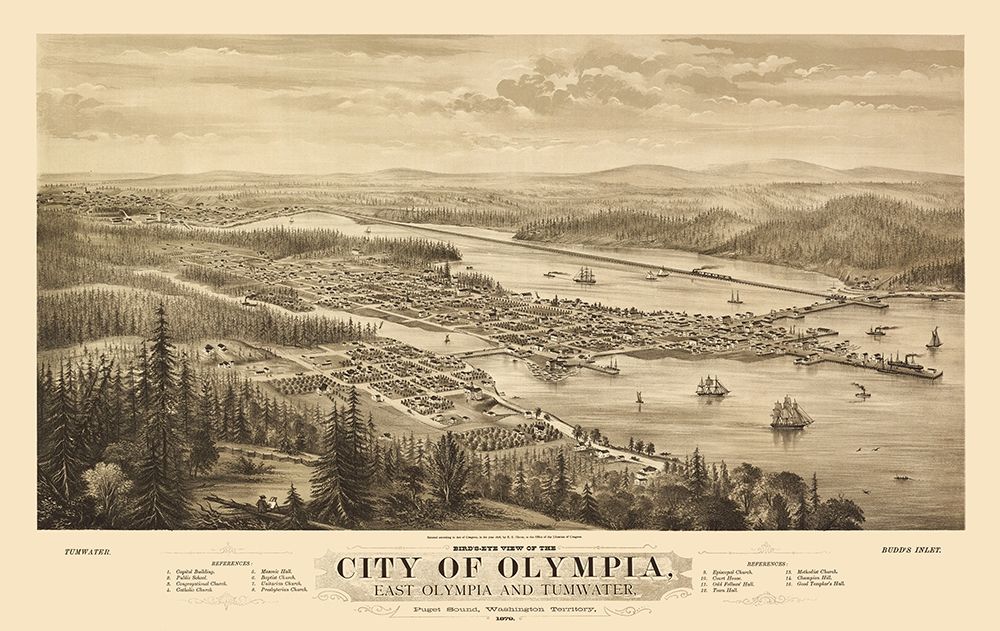 Olympia Washington - Glover 1879 art print by Glover for $57.95 CAD